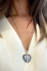 Crystalp Tender Heart Necklace -  Blue